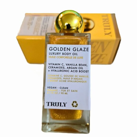 TRULY Golden Glaze Luxury Body Oil NEW Beauty Moisturizer Vitamin C Glitter - Picture 1 of 10